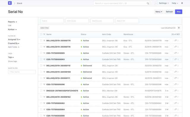 Serialized inventory